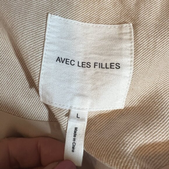 Avec Les Filles Anthropologie Rickrack Trench coat Beige Large Cotton Linen Lace - Picture 7 of 16